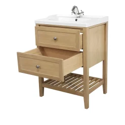 Meuble sous vasque à poser placage chêne l.60 x H.80,6 x P.45 cm, GoodHome Perma