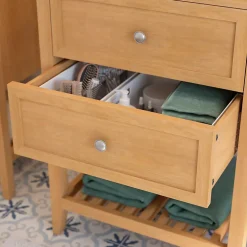 Meuble sous vasque à poser placage chêne l.60 x H.80,6 x P.45 cm, GoodHome Perma