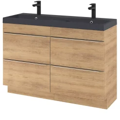 Meuble sous vasque à poser effet chêne l.120 x H.82 x P.45 cm, GoodHome Imandra
