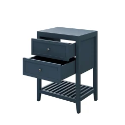 Meuble sous vasque à poser 2 tiroirs 1 niche bleu mat l.60 cm + plan de toilette, GoodHome Perma
