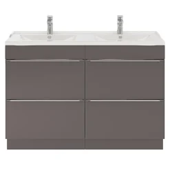 Meuble sous vasque à poser gris taupe brillant l.120 x H.82 x P.45 cm, GoodHome Imandra