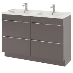 Meuble sous vasque à poser gris taupe brillant l.120 x H.82 x P.45 cm, GoodHome Imandra