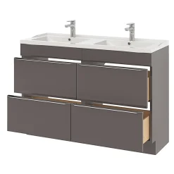 Meuble sous vasque à poser gris taupe brillant l.120 x H.82 x P.45 cm, GoodHome Imandra