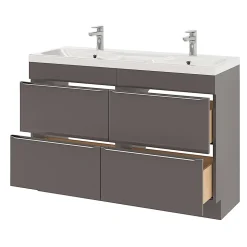 Meuble sous vasque à poser gris taupe brillant l.120 x H.82 x P.45 cm, GoodHome Imandra