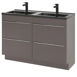 Meuble sous vasque à poser gris taupe brillant l.120 x H.82 x P.45 cm, GoodHome Imandra