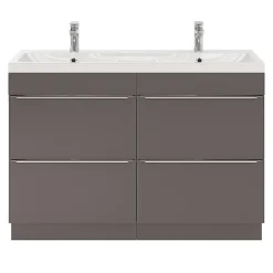 Meuble sous vasque à poser gris taupe brillant l.120 x H.82 x P.45 cm, GoodHome Imandra