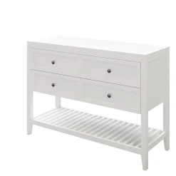 Meuble sous vasque à poser 4 tiroirs 1 niche blanc mat l.120 cm + plan de toilette, GoodHome Perma