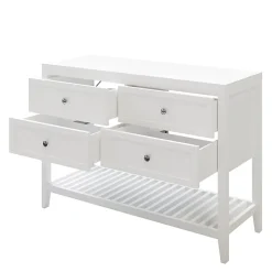 Meuble sous vasque à poser 4 tiroirs 1 niche blanc mat l.120 cm + plan de toilette, GoodHome Perma