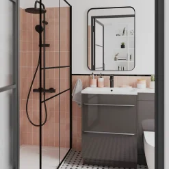 Meuble sous vasque à poser gris taupe brillant l.60 x H.82 x P.45 cm, GoodHome Imandra
