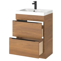 Meuble sous vasque à poser effet noyer l.60 x H.82 x P.45 cm, GoodHome Imandra