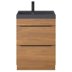 Meuble sous vasque à poser effet noyer l.60 x H.82 x P.45 cm, GoodHome Imandra