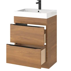Meuble sous vasque à poser effet noyer l.60 x H.82 x P.45 cm, GoodHome Imandra