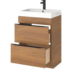 Meuble sous vasque à poser effet noyer l.60 x H.82 x P.45 cm, GoodHome Imandra