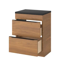 Meuble sous vasque à poser effet noyer l.60 x H.82 x P.45 cm, GoodHome Imandra