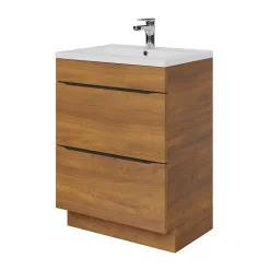 Meuble sous vasque à poser effet noyer l.60 x H.82 x P.45 cm, GoodHome Imandra