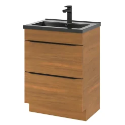 Meuble sous vasque à poser effet noyer l.60 x H.82 x P.45 cm, GoodHome Imandra