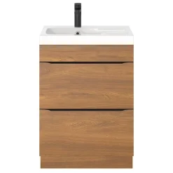 Meuble sous vasque à poser effet noyer l.60 x H.82 x P.45 cm, GoodHome Imandra