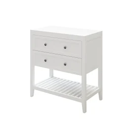 Meuble sous vasque à poser 2 tiroirs 1 niche blanc mat l.80 cm + plan de toilette, GoodHome Perma