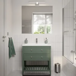 Meuble sous vasque à poser 2 tiroirs 1 niche vert mat l.80 x H.80,6 x P.45 cm, GoodHome Perma