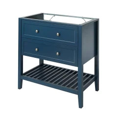 Meuble sous vasque à poser 2 tiroirs bleu mat L.80 x H.80 x P.45 cm, GoodHome Perma