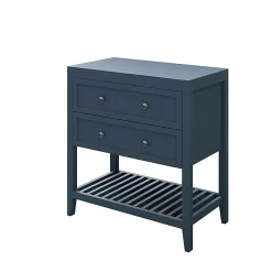 Meuble sous vasque à poser 2 tiroirs bleu mat L.80 x H.80 x P.45 cm, GoodHome Perma