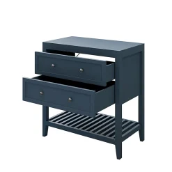 Meuble sous vasque à poser 2 tiroirs bleu mat L.80 x H.80 x P.45 cm, GoodHome Perma