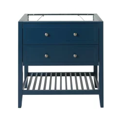 Meuble sous vasque à poser 2 tiroirs bleu mat L.80 x H.80 x P.45 cm, GoodHome Perma