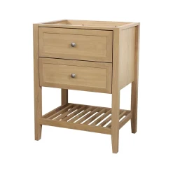 Meuble sous vasque à poser 2 tiroirs 1 niche placage chêne l.60 cm Perma + plan vasque blanc Lana, GoodHome