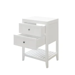 Meuble sous vasque à poser 2 tiroirs 1 niche blanc mat l.60 cm, GoodHome Perma
