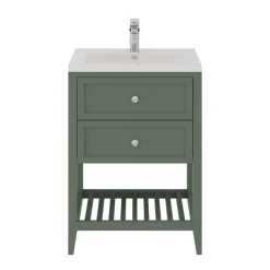 Meuble sous vasque à poser l.60 cm vert + plan vasque Nira, GoodHome Perma