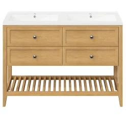 Meuble sous vasque à poser 4 tiroirs placage chêne l.120 x H.80,6 x P.45 cm, GoodHome Perma