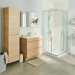 Meuble sous vasque à poser effet chêne l.80 x H.60 x P.45 cm, GoodHome Imandra