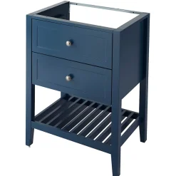 Meuble sous vasque à poser 2 tiroirs bleu mat l.60 cm, GoodHome Perma