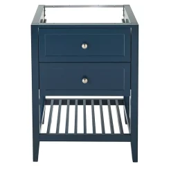 Meuble sous vasque à poser 2 tiroirs bleu mat l.60 cm, GoodHome Perma