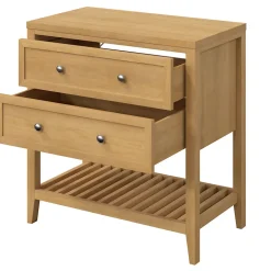 Meuble sous vasque à poser 2 tiroirs placage chêne l.80 x H.80,6 x P.45 cm, GoodHome Perma