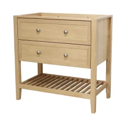 Meuble sous vasque à poser 2 tiroirs placage chêne l.80 x H.80,6 x P.45 cm, GoodHome Perma