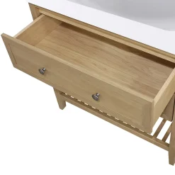 Meuble sous vasque à poser 2 tiroirs 1 niche placage chêne l.80 cm Perma + plan vasque blanc Lana, GoodHome
