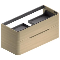 Meuble sous vasque à suspendre Alba décor bois naturel L. 119 x H. 55 x P. 50,5 cm