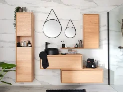 Meuble sous vasque à suspendre GoodHome Avela placage chêne 100 cm + plans de toilette Avela vendu par 2