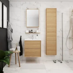 Meuble sous vasque à suspendre GoodHome Avela placage chêne 60 cm