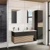 Meuble sous vasque à suspendre Archi noir mat 120 cm + plan vasque en Céramyl® Decotec pour 2 mitigeurs