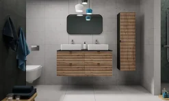 Meuble sous vasque à suspendre AURA LOFT 120 cm noir et chêne