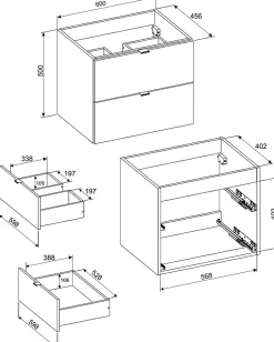 Meuble sous vasque à suspendre DALIA CACHEMIRE 60 cm