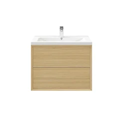 Meuble sous vasque à suspendre GoodHome Avela placage chêne 80 cm + plan vasque Nira