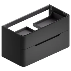 Meuble sous vasque à suspendre Alba noir mat version centre L. 104 x H. 55 x P. 50,5 cm