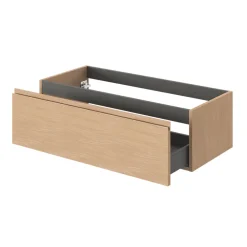 Meuble sous vasque 1 tiroir avec poignée intégrée l.100 x H.30 x P.45 cm effet chêne Kentia