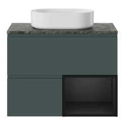 Meuble sous vasque 1 tiroir avec poignée intégrée l.80 x H.30 x P.45 cm vert forêt Kentia