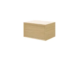 Meuble sous vasque 1 tiroir à suspendre GoodHome Avela placage chêne 60 cm + plan de toilette Avela