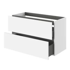 Meuble sous vasque 2 tiroirs sans poignées l.100 x H.60 x P.45 cm blanc mat Kentia