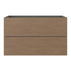 Meuble sous vasque 2 tiroirs sans poignées l.100 x H.60 x P.45 cm effet noyer Kentia
